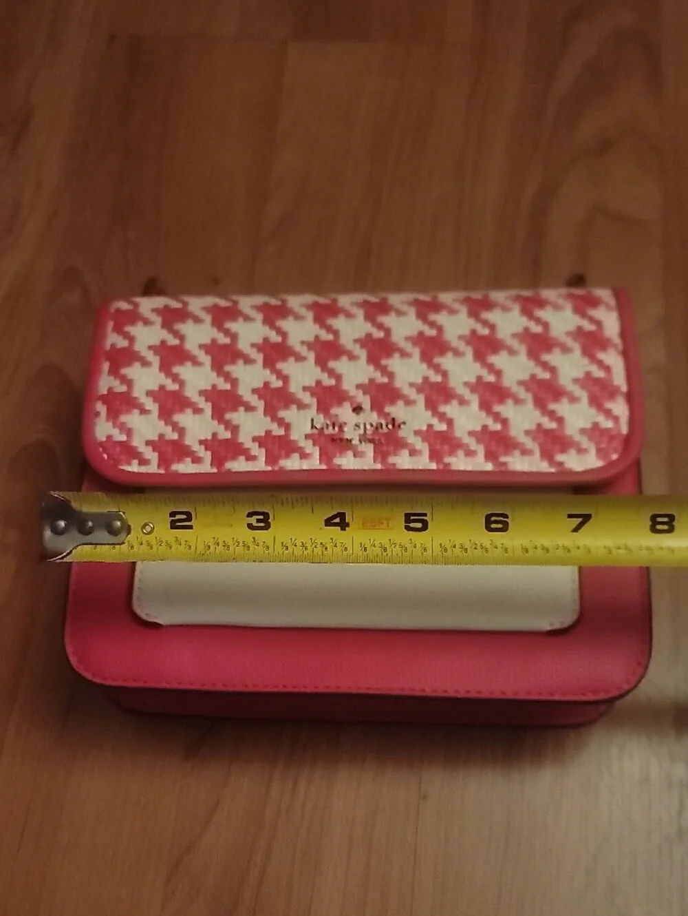 Kate Spade Houndstooth Woven Pink N White Chain Shoulder Bag